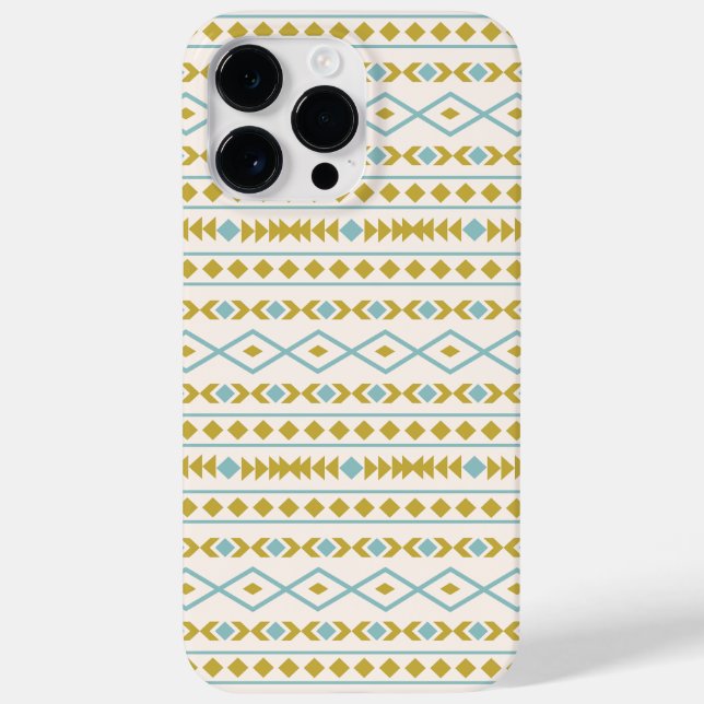 Aztec Shapes Pattern Teal Gold Cream Case-Mate iPhone Case (Back)