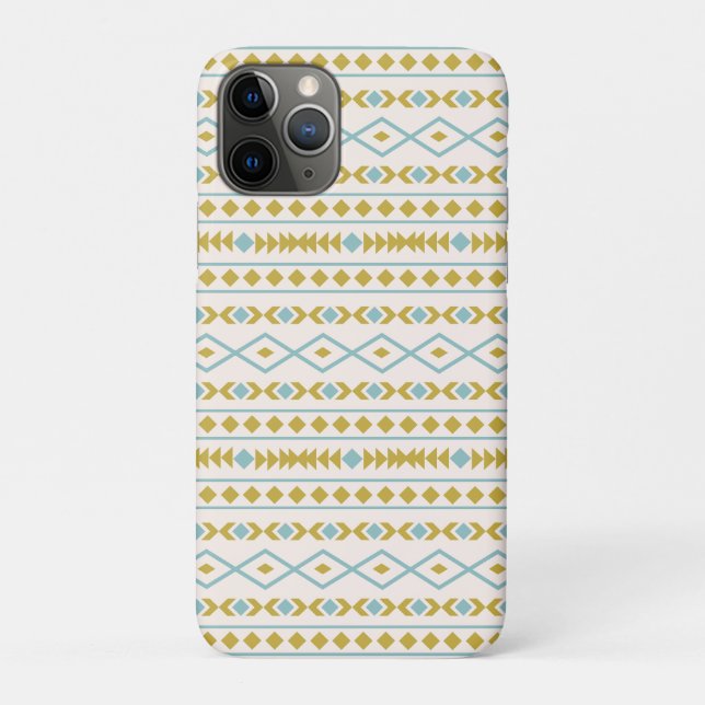 Aztec Shapes Pattern Teal Gold Cream Case-Mate iPhone Case (Back)