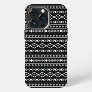 Aztec Shapes Pattern White Grey Black iPhone 13 Pro Case