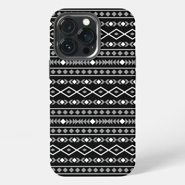 Aztec Shapes Pattern White Grey Black iPhone Case (Back)