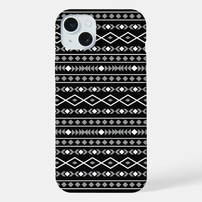 Aztec Shapes Pattern White Grey Black iPhone Case (Back)