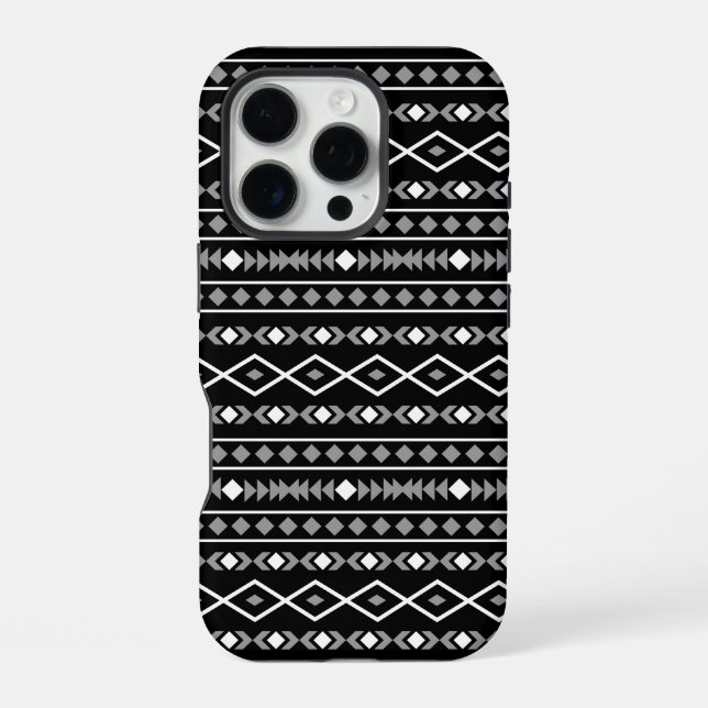Aztec Shapes Pattern White Grey Black iPhone Case (Back)