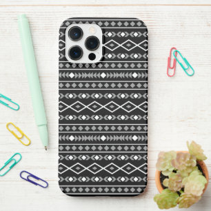 Aztec Shapes Pattern White Grey Black iPhone 12 Pro Max Case