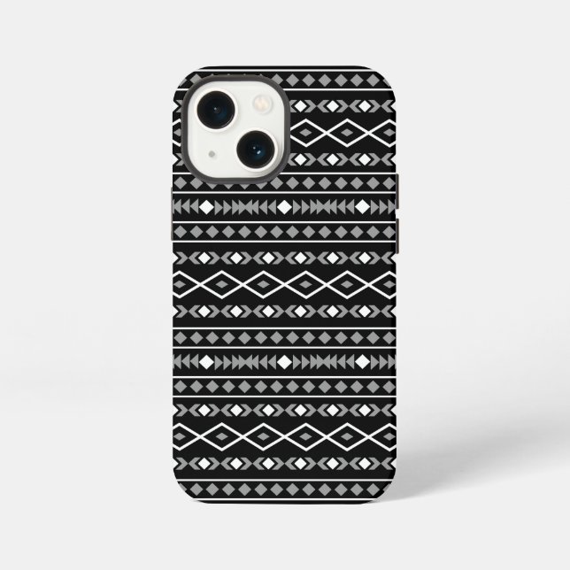 Aztec Shapes Pattern White Grey Black iPhone Case (Back)