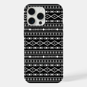 Aztec Shapes Pattern White Grey Black iPhone 15 Pro Max Case