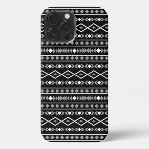 Aztec Shapes Pattern White Grey Black iPhone 13 Pro Max Case