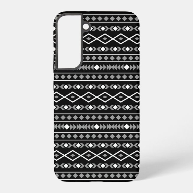 Aztec Shapes Pattern White Grey Black Samsung Galaxy S22+ Case (Back)