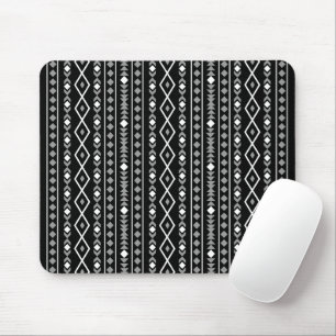 Aztec Shapes V Pattern Grey White Black Mouse Pad