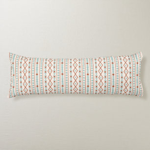 Aztec Shapes V Pattern Rust Teal Cream Body Cushion
