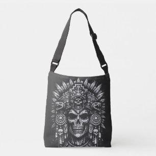 Aztec Skull Headdress by BurnsInHell Crossbody Bag
