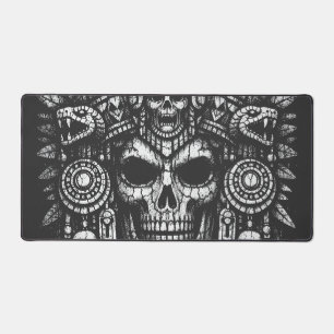 Aztec Skull Headdress by BurnsInHell Desk Mat