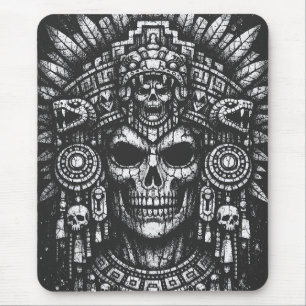 Aztec Skull Headdress by BurnsInHell Mouse Pad