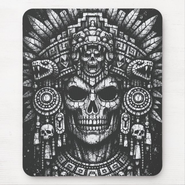 Aztec Skull Headdress by BurnsInHell Mouse Pad (Front)