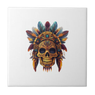 Aztec Skull Relic Ceramic Tile