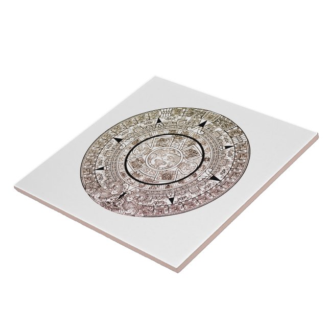 Aztec Solar Disc Calendar Ceramic Tile (Side)