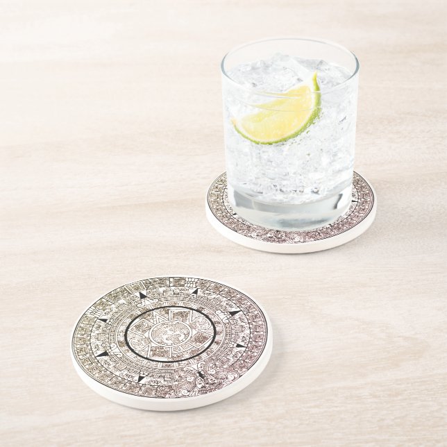 Aztec Solar Disc Calendar Coaster (Side)
