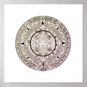 Aztec Solar Disk Calendar Poster