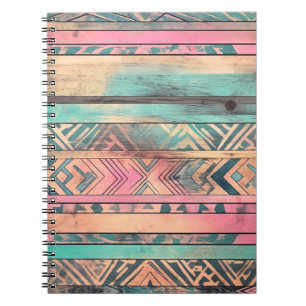 Aztec Southwestern Blue And Pink Tribal Notebook