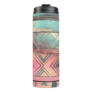 Aztec Southwestern Blue And Pink Tribal  Thermal Tumbler
