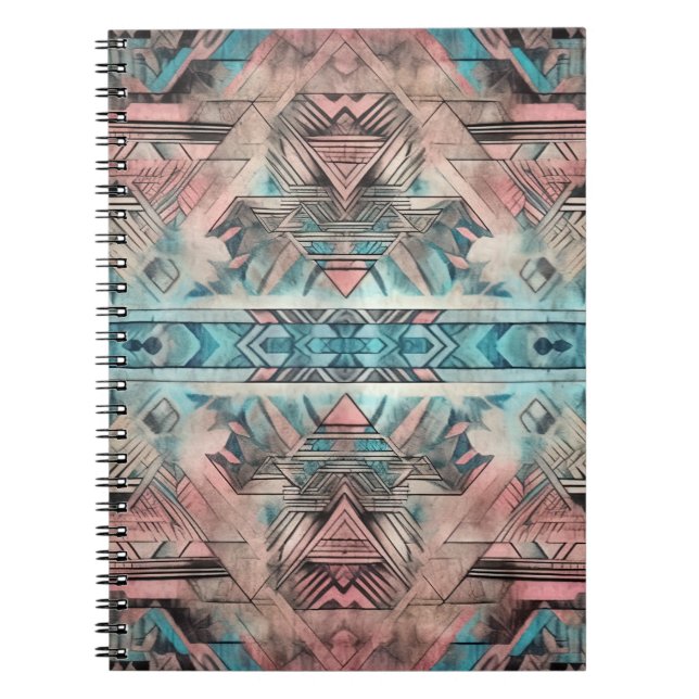 Aztec Southwestern Pastel Pink And Blue Notebook (Front)
