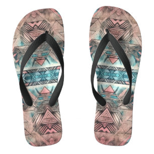Aztec Southwestern Pastel Pink And Blue Thongs