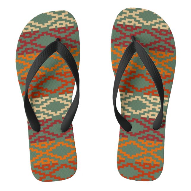 Aztec Southwestern Tribal Diamonds Thongs (Footbed)