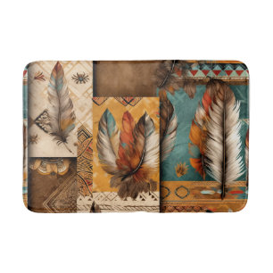 Aztec Southwestern Tribal Feathers Bath Mat