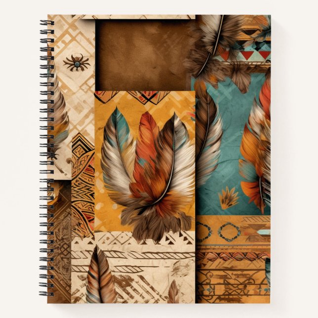 Aztec Southwestern Tribal Feathers Notebook (Front)