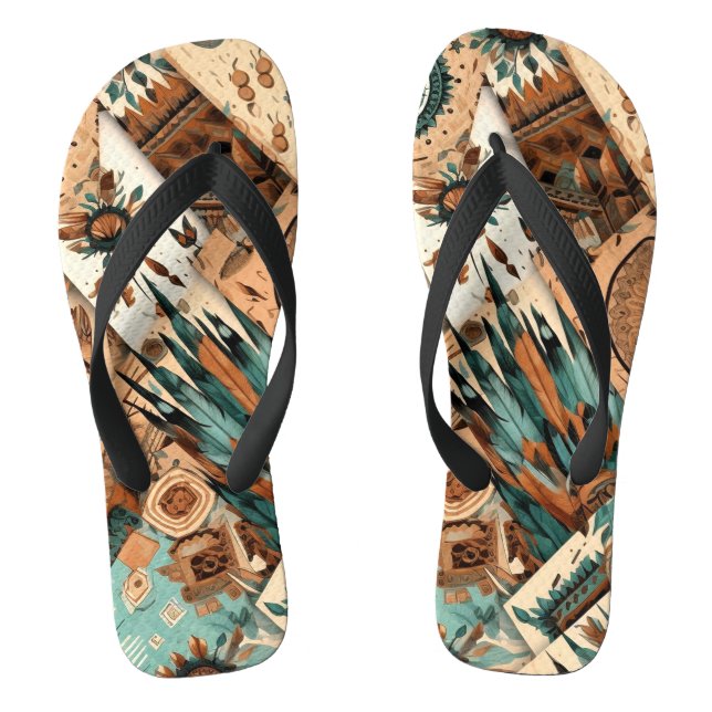 Aztec Southwestern Tribal Feathers Thongs (Footbed)