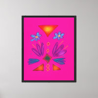 Aztec Spaceman Colourful Art Pink 