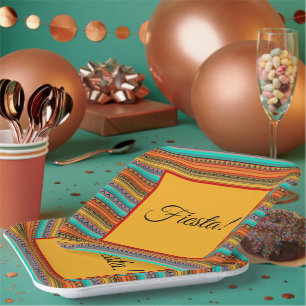 Aztec stripes "Fiesta" paper plates