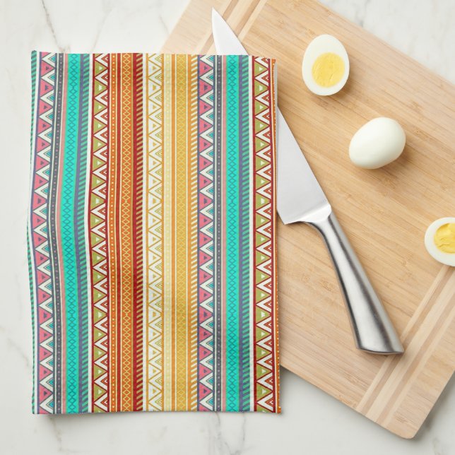 Aztec stripes tea towel (Quarter Fold)
