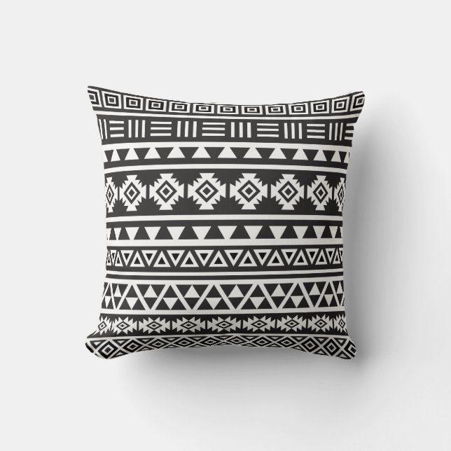 Aztec Style (large) Pattern - Monochrome Cushion (Front)