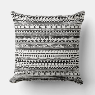 Aztec style pattern black white pattern cushion