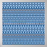 Aztec Style Pattern Blues Black & White