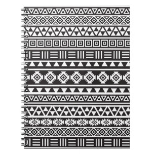 Aztec Style Pattern - Monochrome Notebook