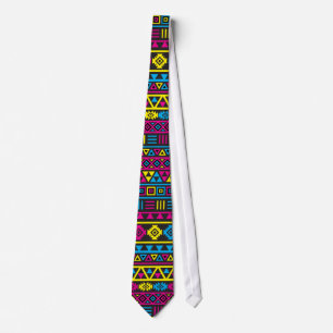 Aztec Style Repeat Pattern - CMY & Black Tie