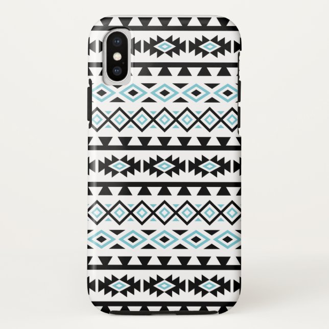 Aztec Stylised Big Pattern II Black Blue White Case-Mate iPhone Case (Back)
