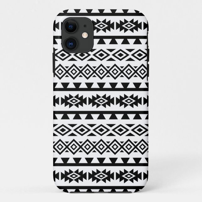 Aztec Stylised Big Pattern II Black on White Case-Mate iPhone Case (Back)