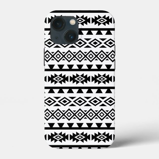 Aztec Stylised Big Pattern II Black on White Case-Mate iPhone Case (Back)