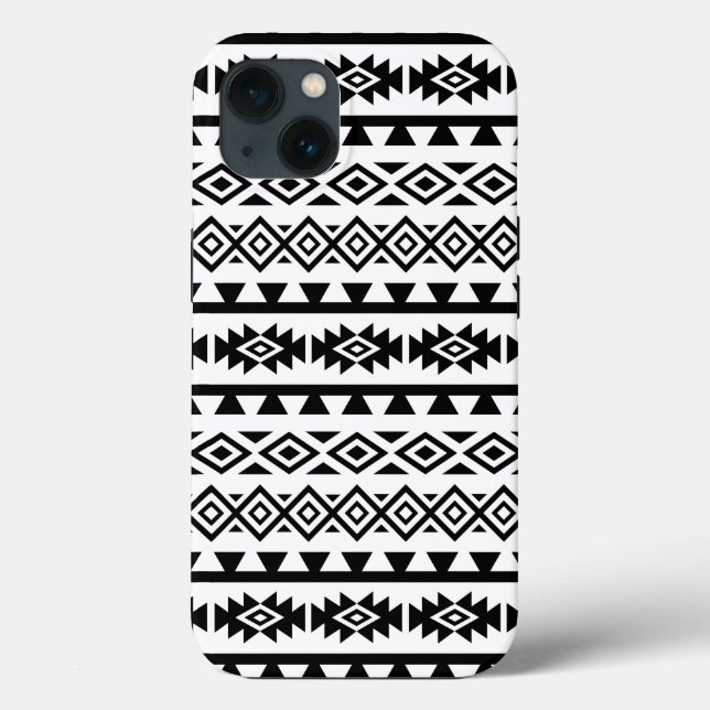 Aztec Stylised Big Pattern II Black on White Case-Mate iPhone Case (Back)