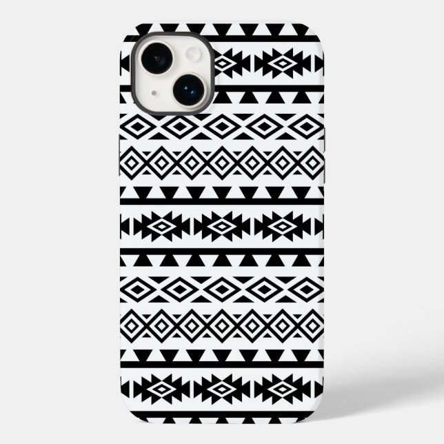 Aztec Stylised Big Pattern II Black on White Case-Mate iPhone Case (Back)