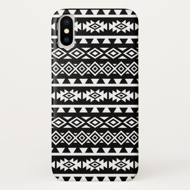 Aztec Stylised Big Pattern II White on Black Case-Mate iPhone Case (Back)