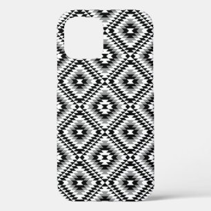 Aztec Stylised BW+Grey Symbol Pattern iPhone 12 Case
