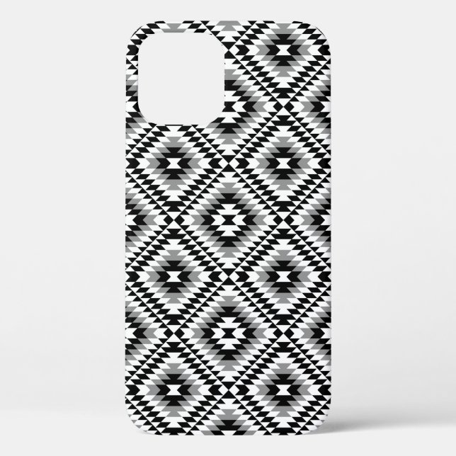 Aztec Stylised BW+Grey Symbol Pattern Case-Mate iPhone Case (Back)