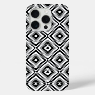 Aztec Stylised BW+Grey Symbol Pattern iPhone 15 Pro Case