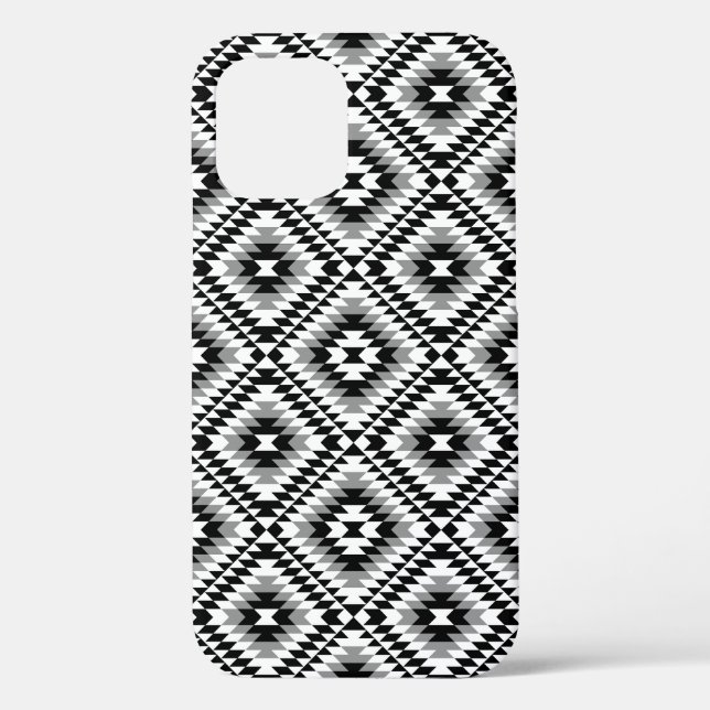 Aztec Stylised BW+Grey Symbol Pattern Case-Mate iPhone Case (Back)