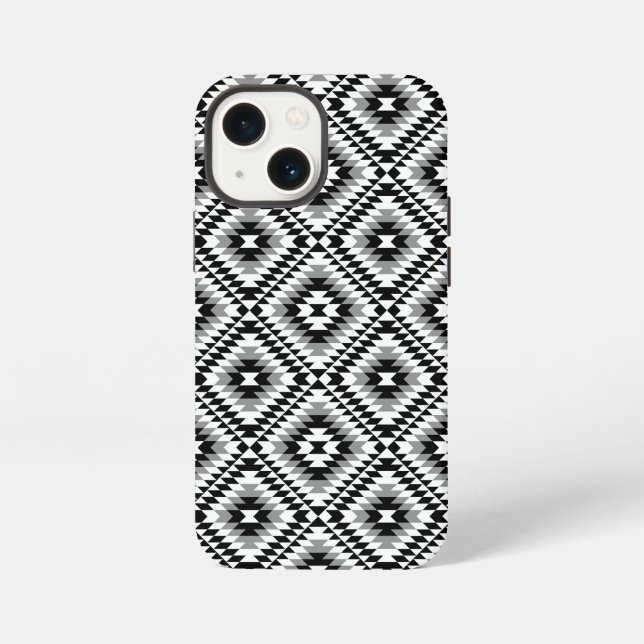 Aztec Stylised BW+Grey Symbol Pattern iPhone Case (Back)