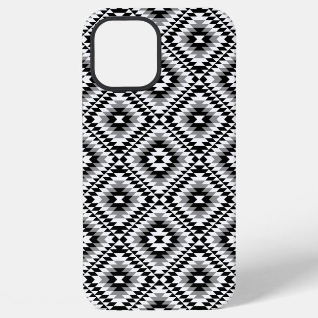Aztec Stylised BW+Grey Symbol Pattern iPhone Case (Back)