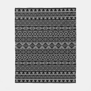 Aztec Stylised Pattern Black & Grey I Fleece Blanket